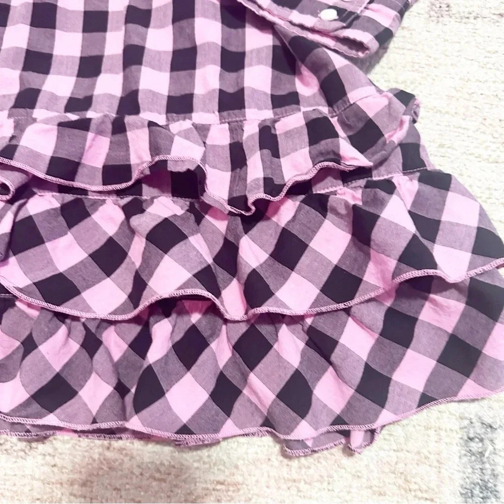 Y2K Victoria’s Secret Pink & black plaid babydoll shirt dress ruffled hem size M - Picture 4 of 12